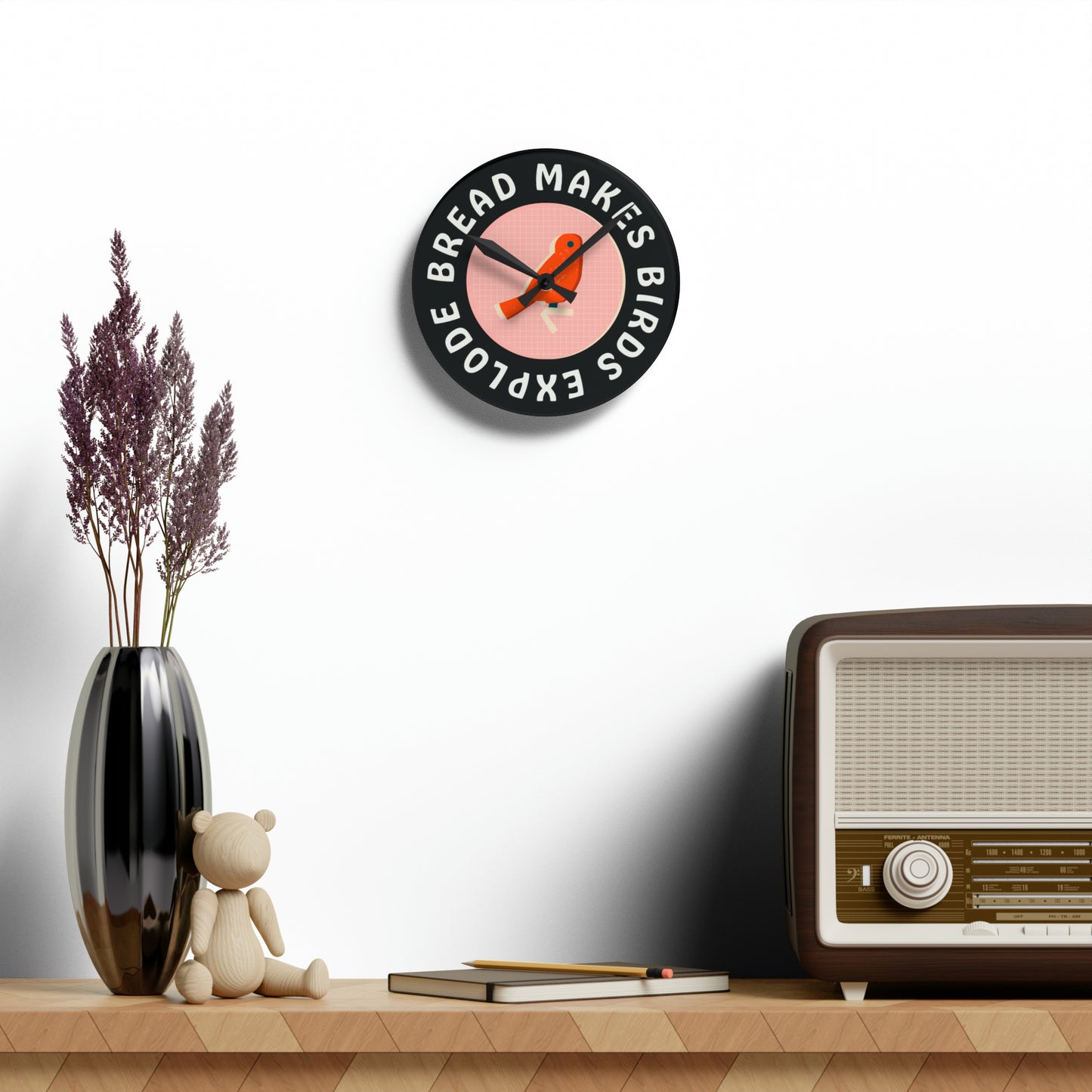 Bread Makes Birds Explode Wall Clock